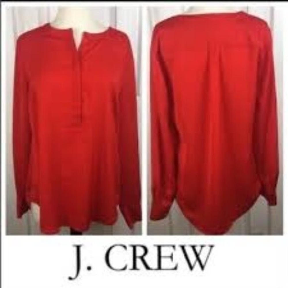 J. CREW M Red Satin Like Blouse Size 10